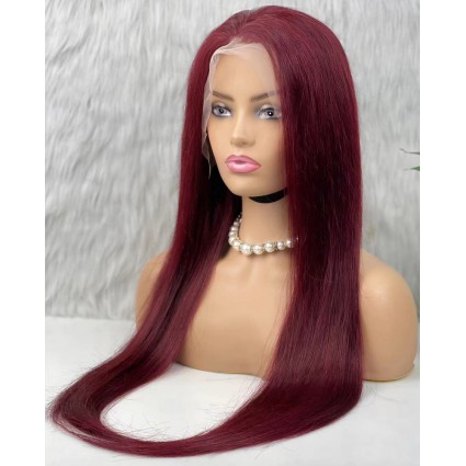 Gerçek Front Lace Tül Peruk - Düz - Koyu Kızıl 70-75cm