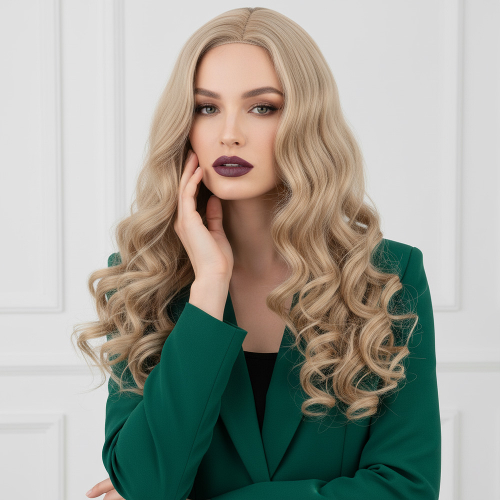 Dalgalı Perçemsiz Uzun Fiber Sentetik Peruk - Balköpüğü