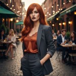 Dalgalı Perçemli Fiber Sentetik Orta Boy Peruk - Bakır