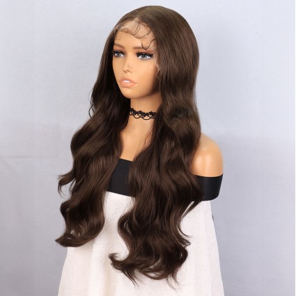 Koyu Kumral Fiber Sentetik Front Lace Tül Peruk