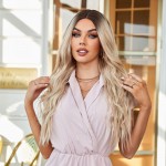 Kumral Ombre/ Balköpüğü Platin Röfleli Orta Boy Tül Peruk