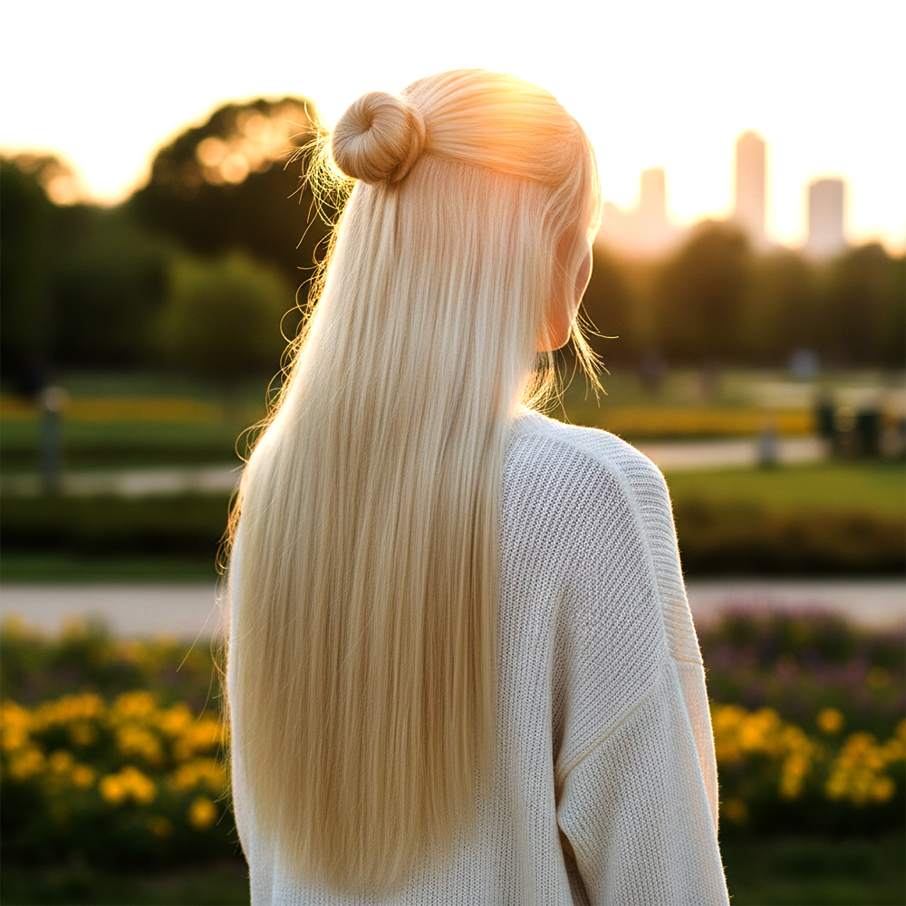 Fiber Sentetik Düz Yarım Ay + 2 Yan Çıt Çıt - Platin