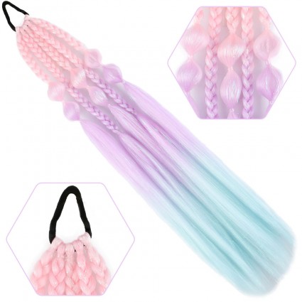 Balon ve Düz Salaş Örgülü Simli Lastikli At Kuyruğu - ACM25