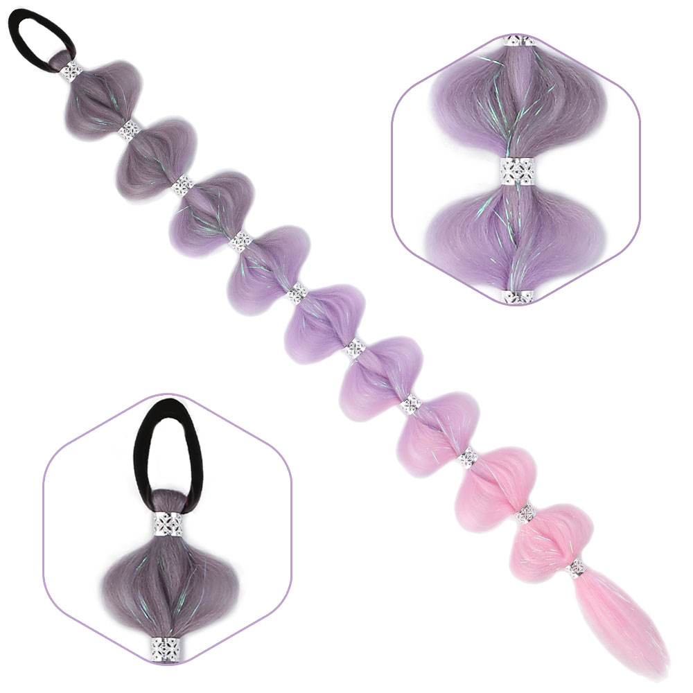 Örgülü Simli Aksesuarlı Lastikli At Kuyruğu - ACM06