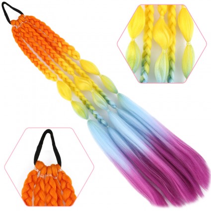 Balon ve Düz Salaş Örgülü Lastikli At Kuyruğu - ACM22