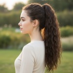 Lastik Tokalı At Kuyruğu Kabarık Afro Dalgalı - Kızıl Kahve