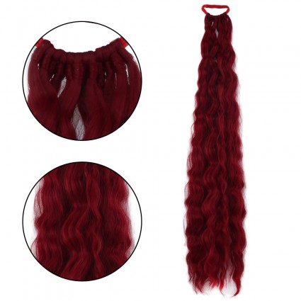 Lastik Tokalı At Kuyruğu Kabarık Afro Dalgalı - Kızıl