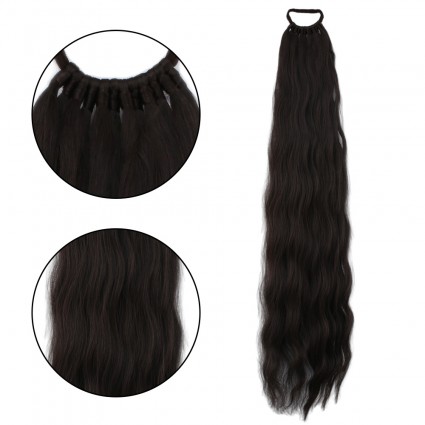 Lastik Tokalı At Kuyruğu Su Dalgalı - Kızıl Kahve