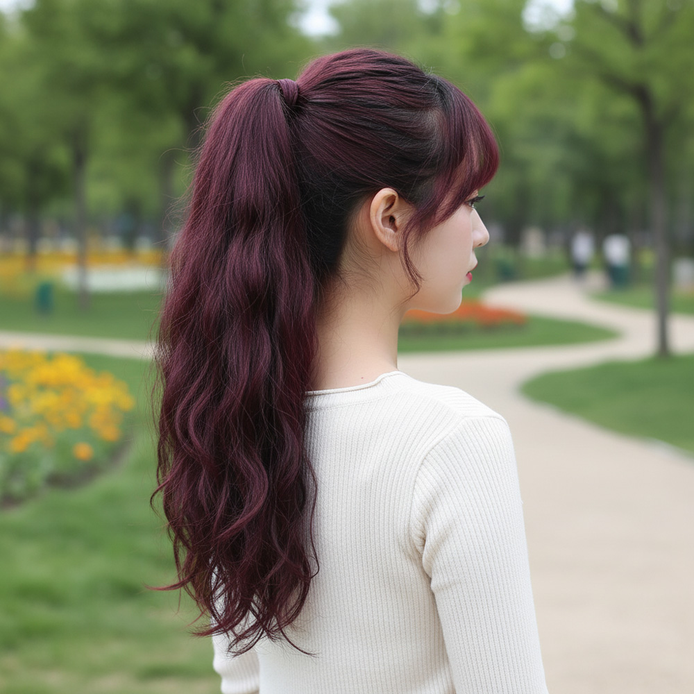 Bağlamalı Dalgalı At Kuyruğu - Koyu Kızıl