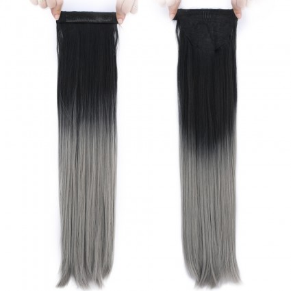 Fiber Sentetik Sihirli At Kuyruğu - Siyah / Gri Ombreli