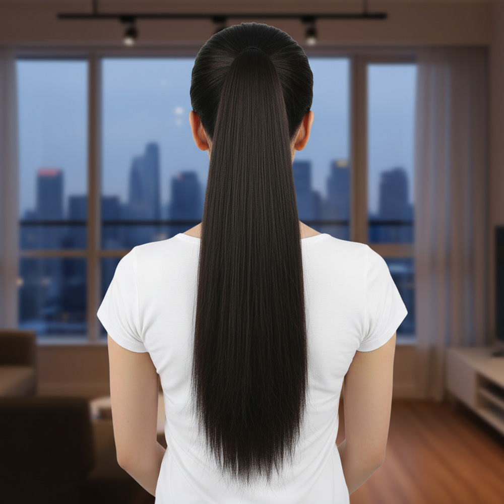 Tokalı Düz At Kuyruğu - Kahverengi