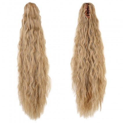 Tokalı Kabarık Dalgalı At Kuyruğu - Karamel Platin Röfleli