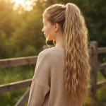 Tokalı Kabarık Dalgalı At Kuyruğu - Karamel Platin Röfleli