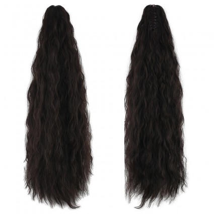 Tokalı Kabarık Dalgalı At Kuyruğu - Kahverengi